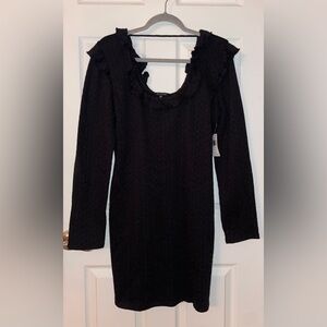 Nordstrom Cooper 19 Black Scoop Neck Longsleeve Textured Dress
